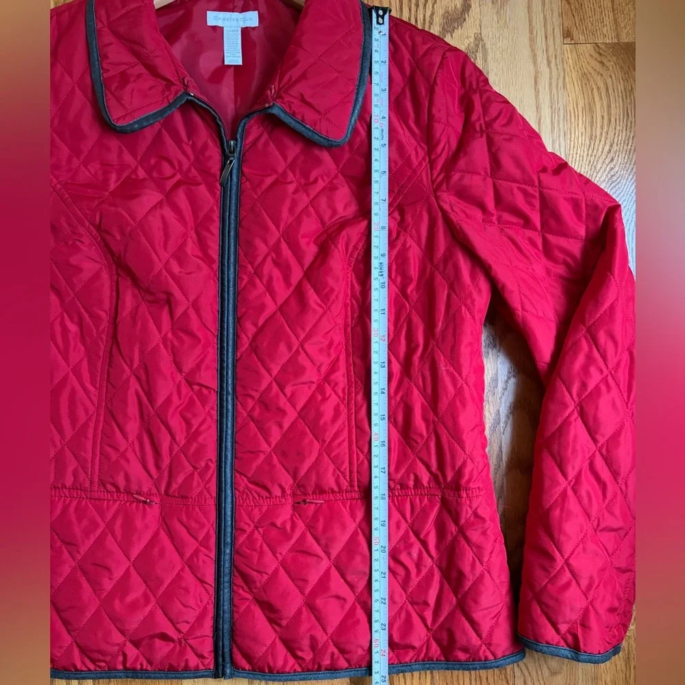 Charter Club Quilted Red Zip Lightweight Jacket w/Zipper Pockets - Picture 5 of 9